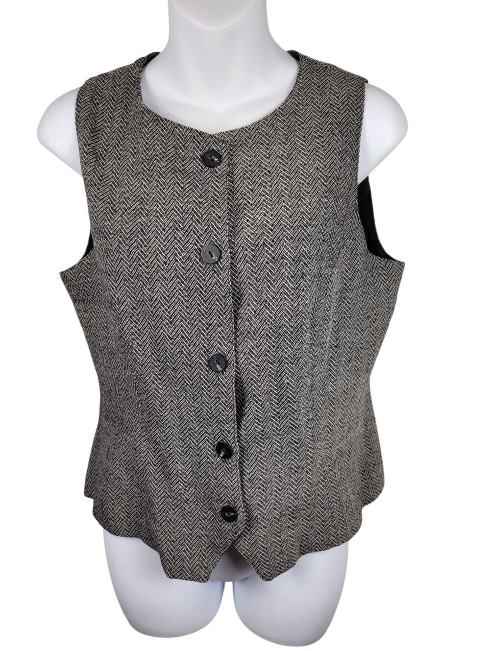 Vintage Italy 86% Wool Buttons Down Grey Vest Jacket Made in Italy Size: Small